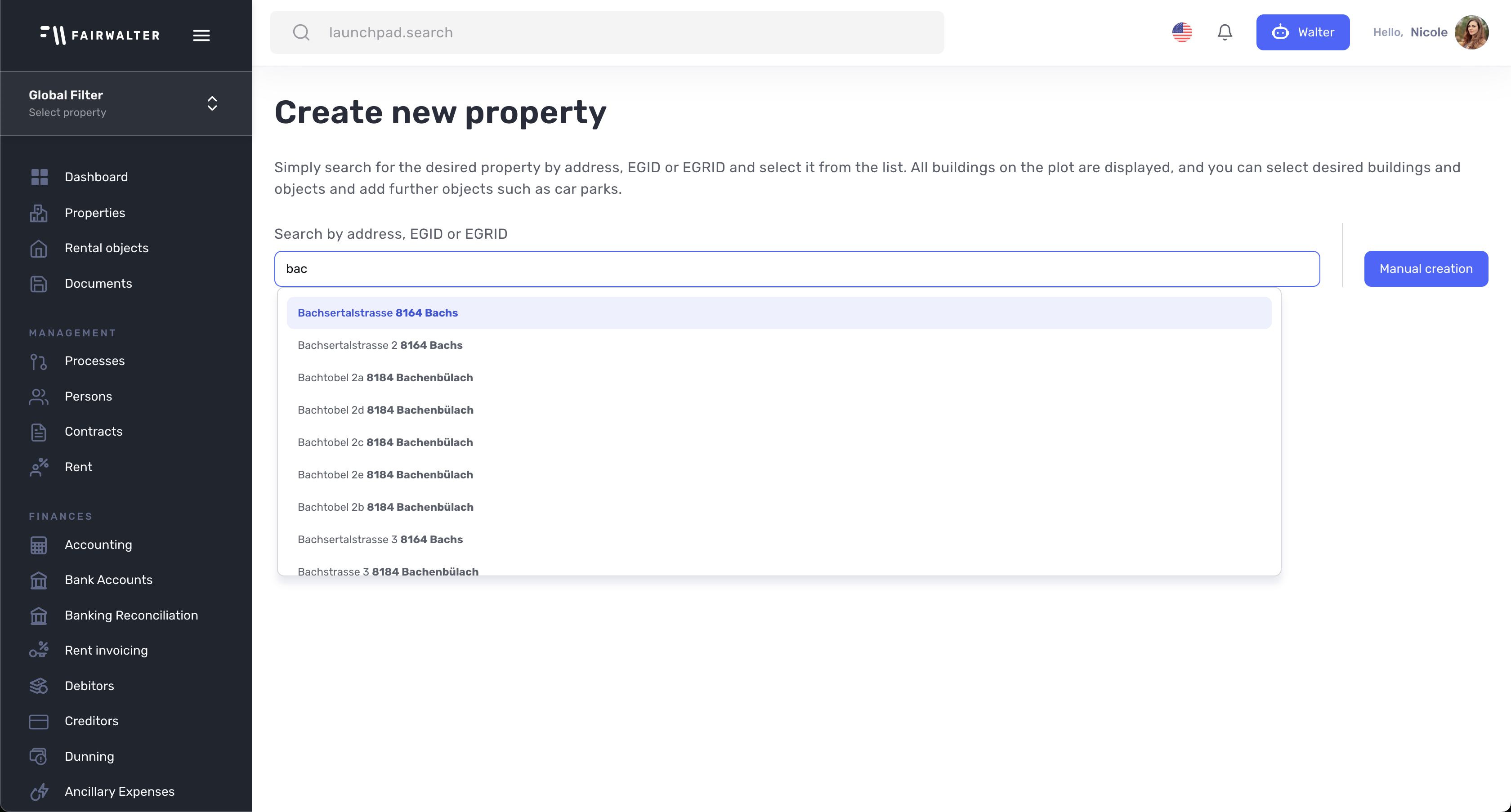 After redesign - property creation